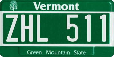 VT license plate ZHL511