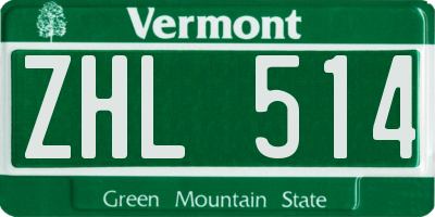 VT license plate ZHL514