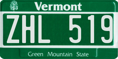 VT license plate ZHL519