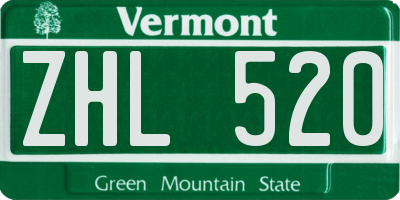 VT license plate ZHL520
