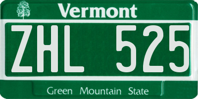 VT license plate ZHL525