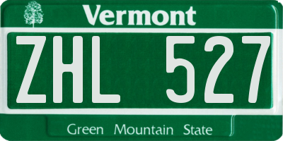 VT license plate ZHL527