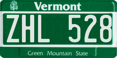 VT license plate ZHL528
