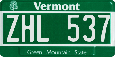 VT license plate ZHL537