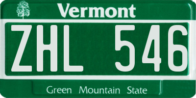 VT license plate ZHL546