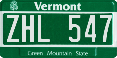VT license plate ZHL547