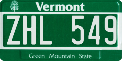 VT license plate ZHL549