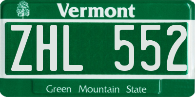 VT license plate ZHL552