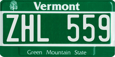 VT license plate ZHL559