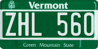 VT license plate ZHL560