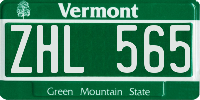 VT license plate ZHL565