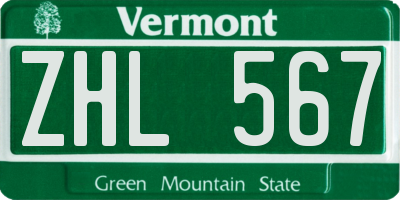 VT license plate ZHL567