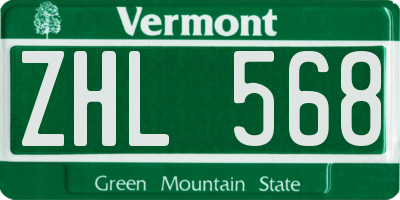 VT license plate ZHL568