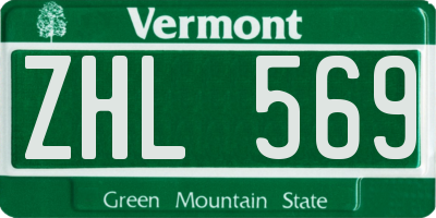 VT license plate ZHL569