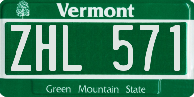 VT license plate ZHL571