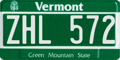 VT license plate ZHL572