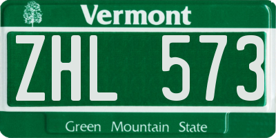 VT license plate ZHL573