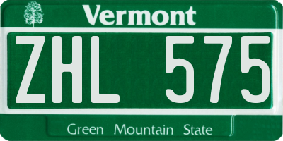 VT license plate ZHL575