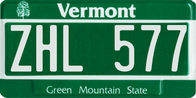 VT license plate ZHL577