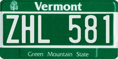 VT license plate ZHL581