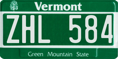 VT license plate ZHL584