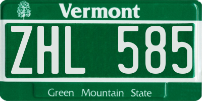 VT license plate ZHL585