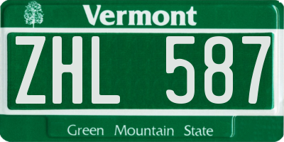 VT license plate ZHL587