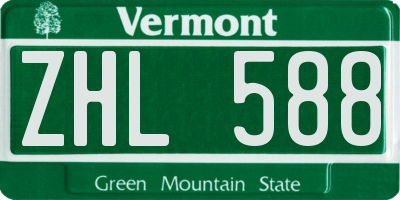 VT license plate ZHL588