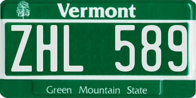VT license plate ZHL589
