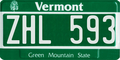 VT license plate ZHL593