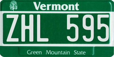 VT license plate ZHL595