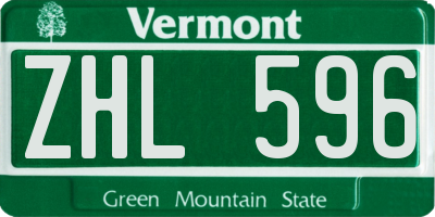VT license plate ZHL596