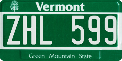 VT license plate ZHL599