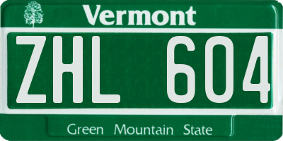 VT license plate ZHL604