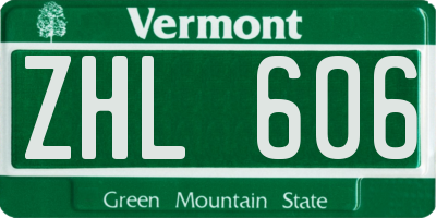 VT license plate ZHL606