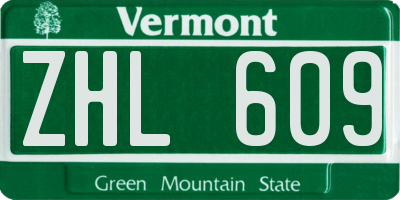 VT license plate ZHL609