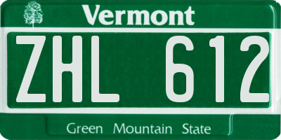 VT license plate ZHL612