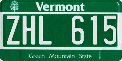 VT license plate ZHL615