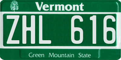 VT license plate ZHL616