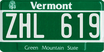 VT license plate ZHL619