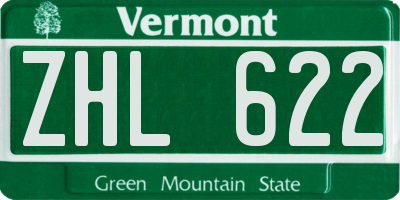 VT license plate ZHL622