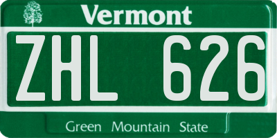 VT license plate ZHL626