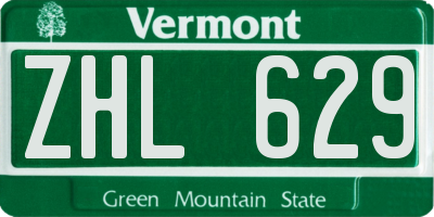 VT license plate ZHL629
