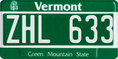 VT license plate ZHL633