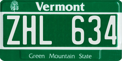 VT license plate ZHL634