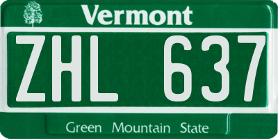 VT license plate ZHL637