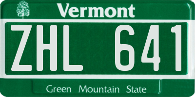 VT license plate ZHL641