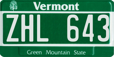 VT license plate ZHL643