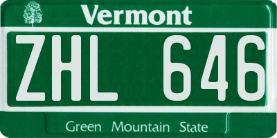 VT license plate ZHL646