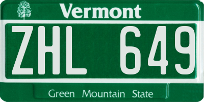 VT license plate ZHL649